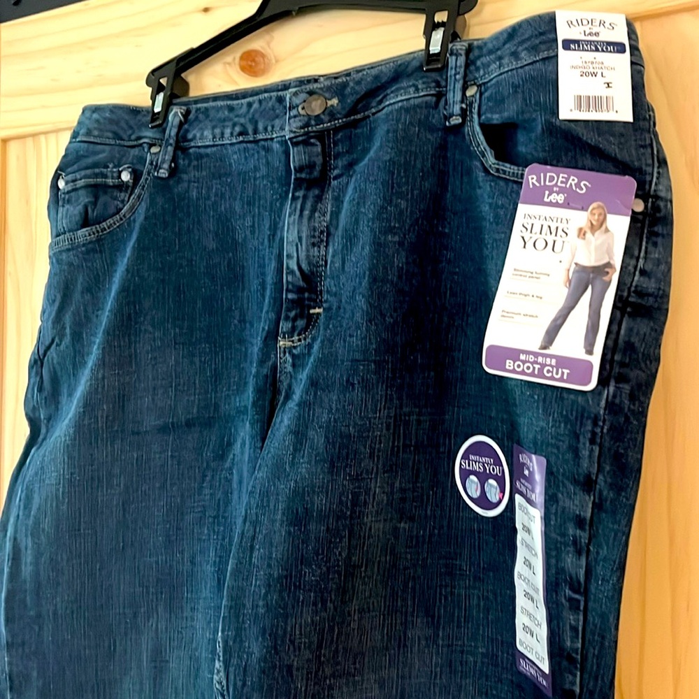 Riders Lee plus 20w34L instant slim stretch bootcut jeans “indigo Xhatch”  (I)